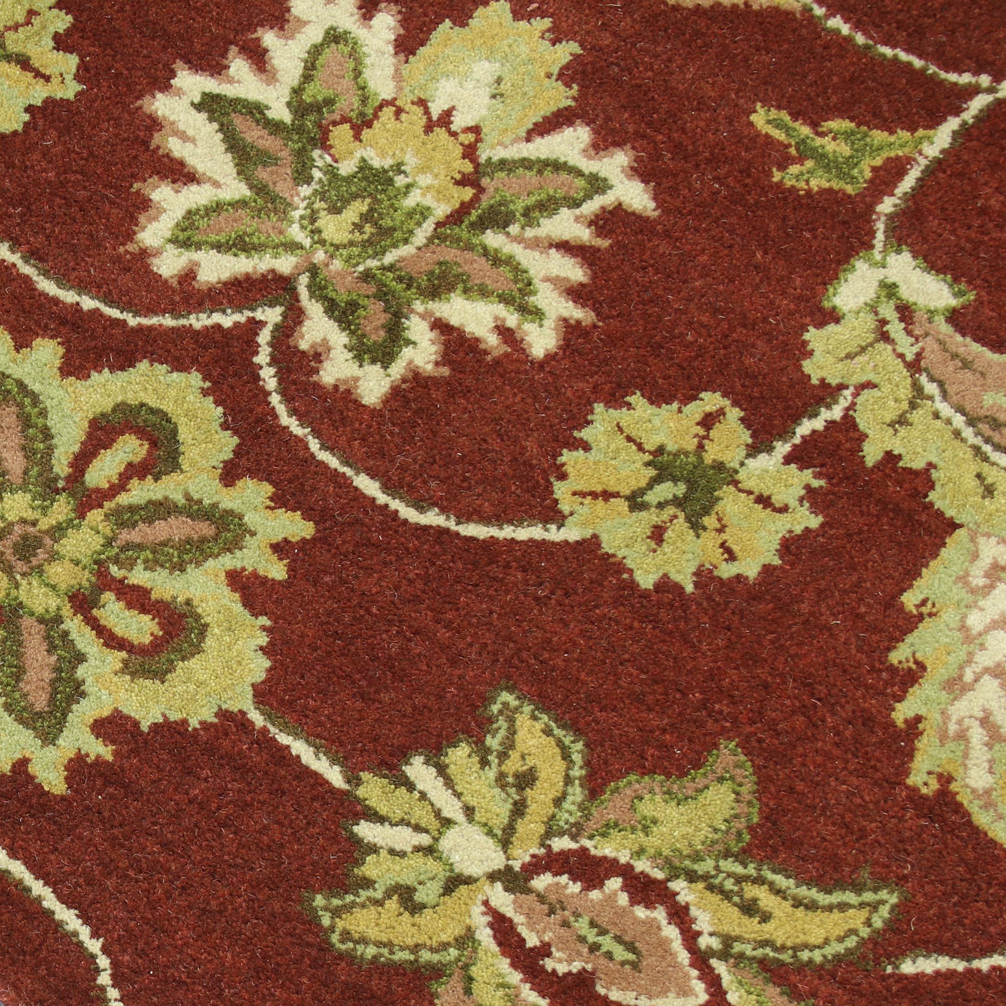 Maroon and Gold Floral Leaf Hand Tufted Wool Area Rug 5x8 Persian