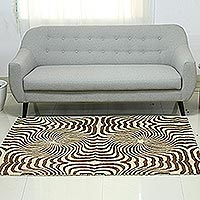 Hand-tufted wool area rug, Modern Circles