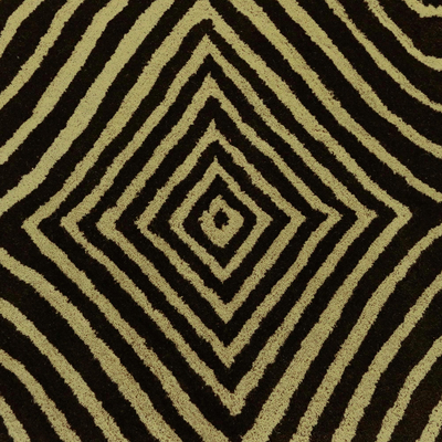 Hand-tufted wool area rug, 'Maze of Kites' - Black and Beige Diamond Kite Hand Tufted Wool Area Rug