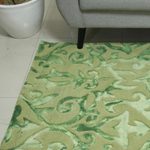 Hand-tufted wool area rug, 'Green Fascination' - Green Raised Abstract Pattern Hand Tufted Wool Area Rug
