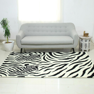 Hand-tufted wool area rug, Zebra Buddies