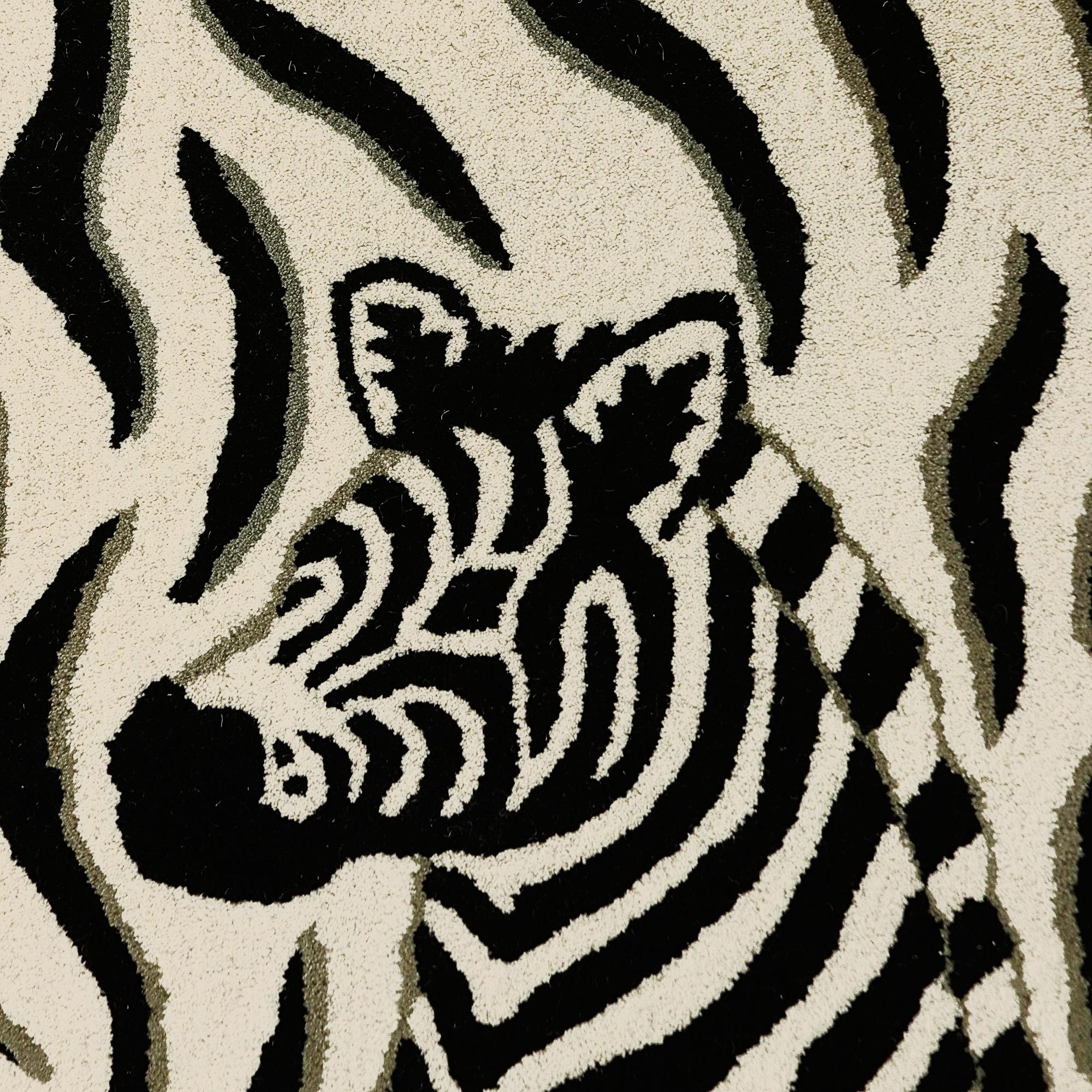 Black and Ivory Two Zebras Hand Tufted Wool Area Rug Zebra Buddies