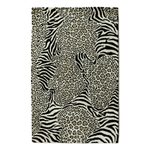 Hand-tufted wool area rug, 'Wild Harmony' - Zebra and Leopard Black and White Hand Tufted Wool Area Rug