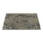 Hand-tufted wool area rug, 'Wild Harmony' - Zebra and Leopard Black and White Hand Tufted Wool Area Rug