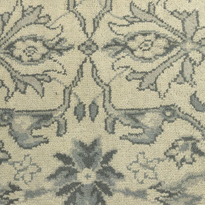 Wool area rug, 'Elite Beauty' (5x8) - Ivory Floral Hand Knotted Wool Rectangle Area Rug (5x8)