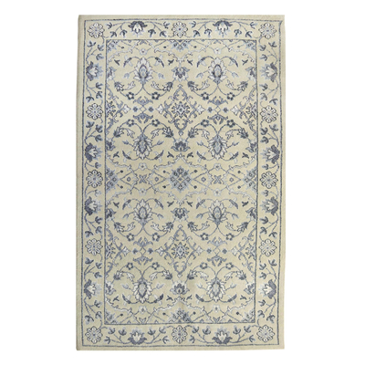 Wool blend area rug, 'Persian Splendor' (5x8) - Blue Beige Hand Knotted Wool Viscose Rectangle Area Rug