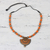 Halskette mit Keramikanhänger, 'Ornate Fan' - Halskette mit verziertem Fächerperlen-Anhänger aus Keramik in Gold und Orange