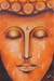 'Buddha At Peace' - Expressionist Painting of Buddha in Orange from India thumbail