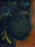 „Krishna in Meditation“ – Signiertes expressionistisches Gemälde von Krishna aus Indien