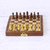 Wood mini chess set, 'Royal Pastime' - Acacia Wood Velvet Chess Set with Playing Pieces and Storage (image 2b) thumbail