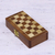 Wood mini chess set, 'Royal Pastime' - Acacia Wood Velvet Chess Set with Playing Pieces and Storage (image 2c) thumbail