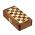 Wood mini chess set, 'Royal Pastime' - Acacia Wood Velvet Chess Set with Playing Pieces and Storage (image 2f) thumbail