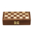 Wood mini chess set, 'Royal Pastime' - Acacia Wood Velvet Chess Set with Playing Pieces and Storage (image 2g) thumbail