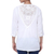 blusa de rayón - Blusa de rayón con manga tres cuartos y aplicación de encaje blanco nieve