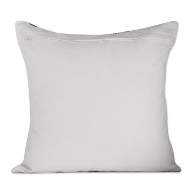 Cotton cushion covers, 'Striking Minimalist' (pair) - 100% Cotton Blue and Ivory Minimalist Cushion Covers Pair