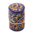 Papier mache toothpick holder, 'Chinar Delight' - Hand-Painted Blue Floral Leaves Wood Toothpick Holder (image 2c) thumbail