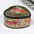 Papier mache decorative box, 'Love of Flowers' - Hand-Painted Floral and Metallic Gold Heart Decorative Box thumbail