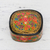 Papier mache decorative box, 'Cheerful Flare' - Hand-Painted Floral and Metallic Gold Decorative Box (image 2b) thumbail