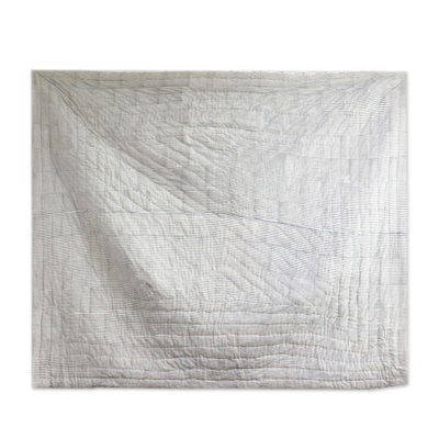 Fundas de almohada y edredón reversibles de algodón (juego de 3 piezas) - Edredón y fundas de almohada con estampado de bloques en gris y blanco (3 piezas)