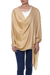 Silk shawl, 'Golden Nights' - Pure Silk Shawl in Warm Golden Color from India