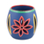 Teelichthalter aus Keramik, 'Königliche Verzauberung'. - Handbemalter Teelichthalter aus Keramik mit Blumenmotiven aus Indien