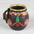 Ceramic mini decorative vase, 'Green Nose' - Warli Ceramic Mini Decorative Vase from India