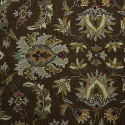 Hand-tufted wool area rug, 'Persian Grandeur' (5x8) - Hand-Tufted Floral Wool Area Rug (5x8) from India