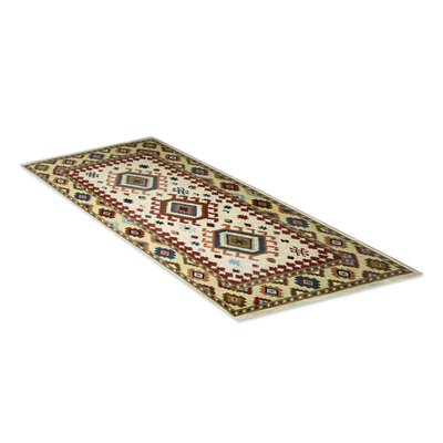 Hand-tufted wool area rug, 'Heritage and Style' (5x8) - Hand-Tufted Geometric Wool Area Rug (5x8) from India