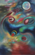 'Flow with Moon' (2016) - Signed Colorful Abstract Painting of the Moon from India thumbail