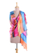 Silk shawl, 'Carnival Party' - Bright Multi-Color Striped Hand Printed 100% Silk Shawl