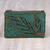 Beaded clutch, 'Enchanting' - Pine Green Cotton and Silk Clutch with Leaf Motif Beading thumbail