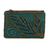 Beaded clutch, 'Enchanting' - Pine Green Cotton and Silk Clutch with Leaf Motif Beading (image 2a) thumbail