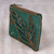 Beaded clutch, 'Enchanting' - Pine Green Cotton and Silk Clutch with Leaf Motif Beading (image 2b) thumbail