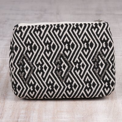 Black And White Geometric Pattern Cotton Cosmetics Bag Taking Direction Black And White Geometric Pattern Cotton Cosmetics Bag Taking Direction