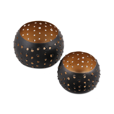 Large and Small Iron Tealight Holders from India