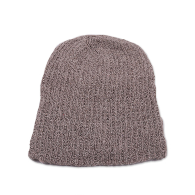 Knit Cashmere Hat in Taupe from India