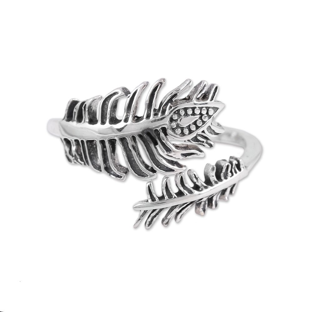 Sterling Silver Paisley Feather Leaf Wrap Ring Magical Leaf NOVICA
