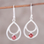 Garnet dangle earrings, 'Dawn's Dew' - Garnet and Sterling Silver Double Teardrop Dangle Earrings