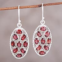Garnet dangle earrings, Palatial Crest in Crimson