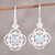 Blue topaz dangle earrings, 'Flower Circle' - Blue Topaz Sterling Silver Rounded Flower Dangle Earrings