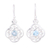 Blue topaz dangle earrings, 'Flower Circle' - Blue Topaz Sterling Silver Rounded Flower Dangle Earrings