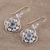 Blue topaz dangle earrings, 'Flower Circle' - Blue Topaz Sterling Silver Rounded Flower Dangle Earrings