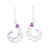 Amethyst dangle earrings, 'Violet Frond' - Amethyst Sterling Silver Unfurling Fronds Dangle Earrings
