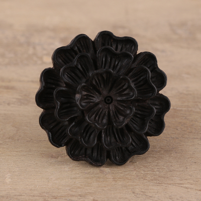 Hand-Carved Marigold Flower Wood Cocktail Ring from India - Vibrant ...