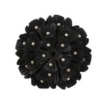 Ebony wood and sterling silver cocktail ring, 'Starry Glory' - Hand-Carved Ebony and Sterling Silver Floral Ring from India