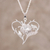 Collar colgante de plata esterlina - Collar de plata esterlina con corazón y diseño floral de la India