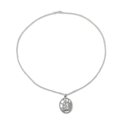 Sterling silver pendant necklace, 'Yoga Saga' - Sterling Silver Yoga-Themed Pendant Necklace from India