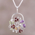 Multi-gemstone pendant necklace, 'Bouquet of Beauty' - Multi-Gemstone Sterling Silver Pendant Necklace from India