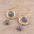 Gold plated cultured pearl and labradorite dangle earrings, 'Everlasting Allure' - 22k Gold Plated Cultured Pearl and Labradorite Earrings (image 2b) thumbail