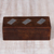 Wood domino set, 'Strategic' - Hand Carved Wood Aluminum Inlay Domino Set and Storage Box